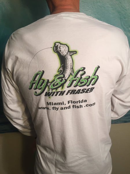 Miami Tarpon Fishing, Fly and Fish with Fraser Fruit of the Loom® ink printed heavy cotton HD™ - long sleeve